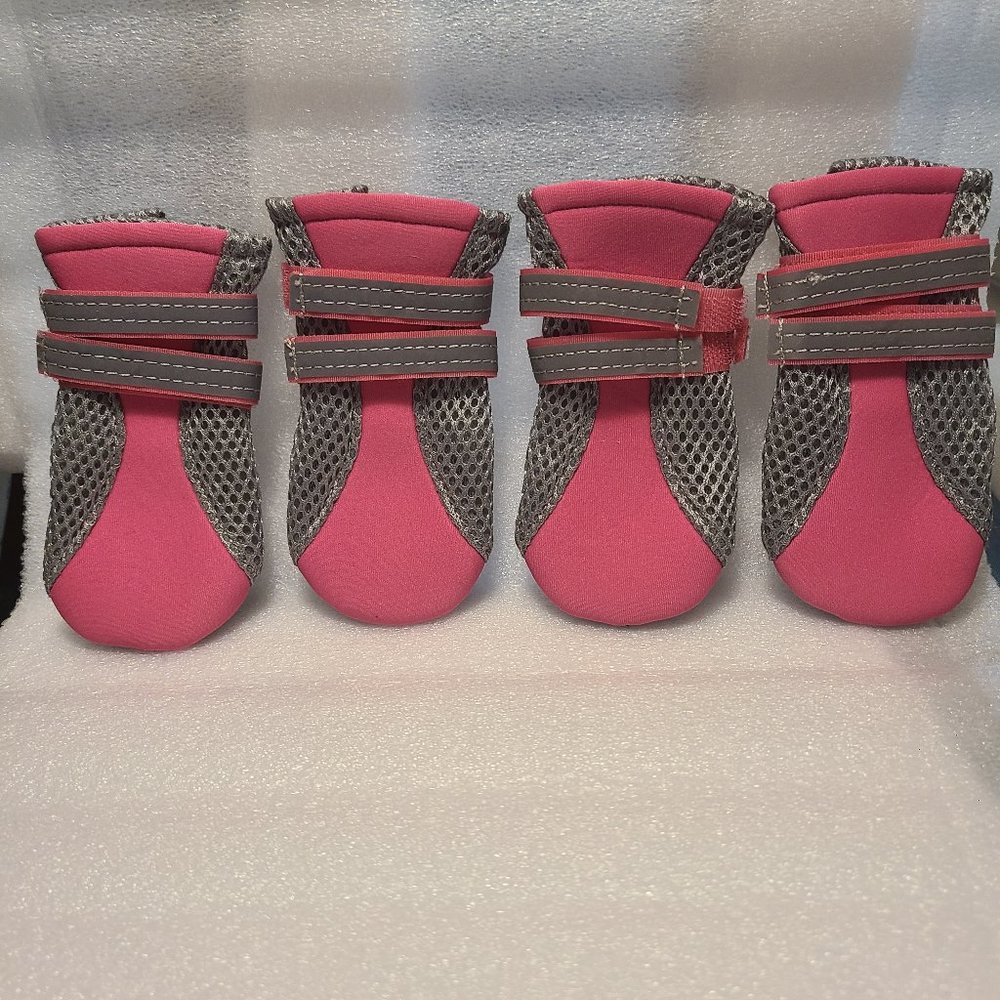 4pcs Dog Shoes Anti Slip Reflective Soft Mesh Pet Puppy Walking Boots Booties